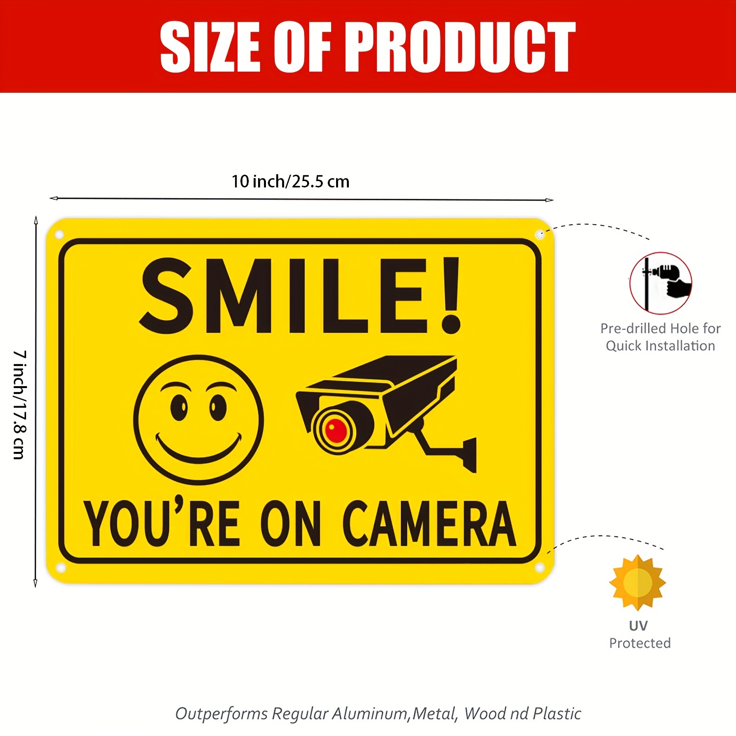 Home Yard Security Cameras - HD Metal Tin Sign Smile You're