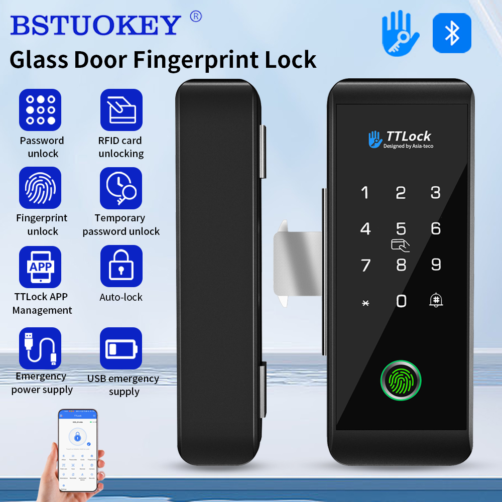 Door Lock Smart Keypad - TTLOCK APP Easy Installation Glass Door