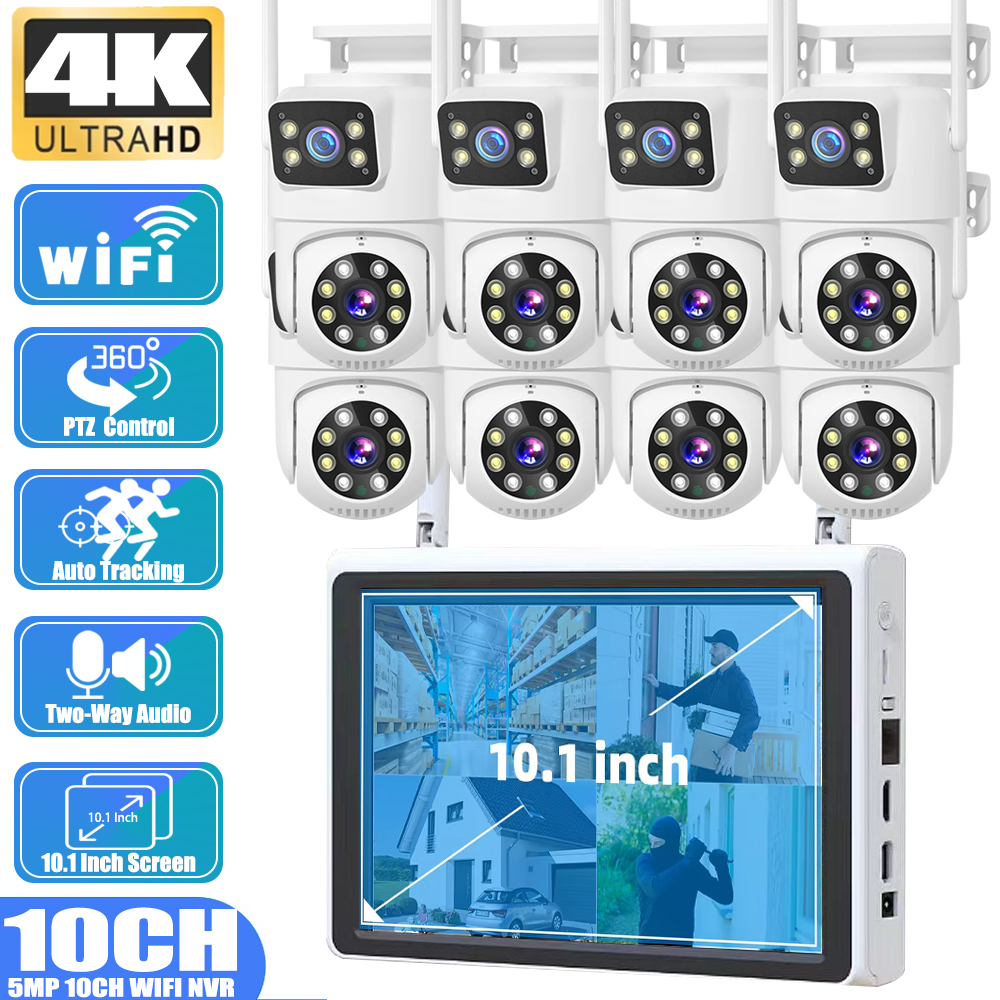 Home Security Wireless Cameras - 10 Channel CCTV Security 4K Dual
