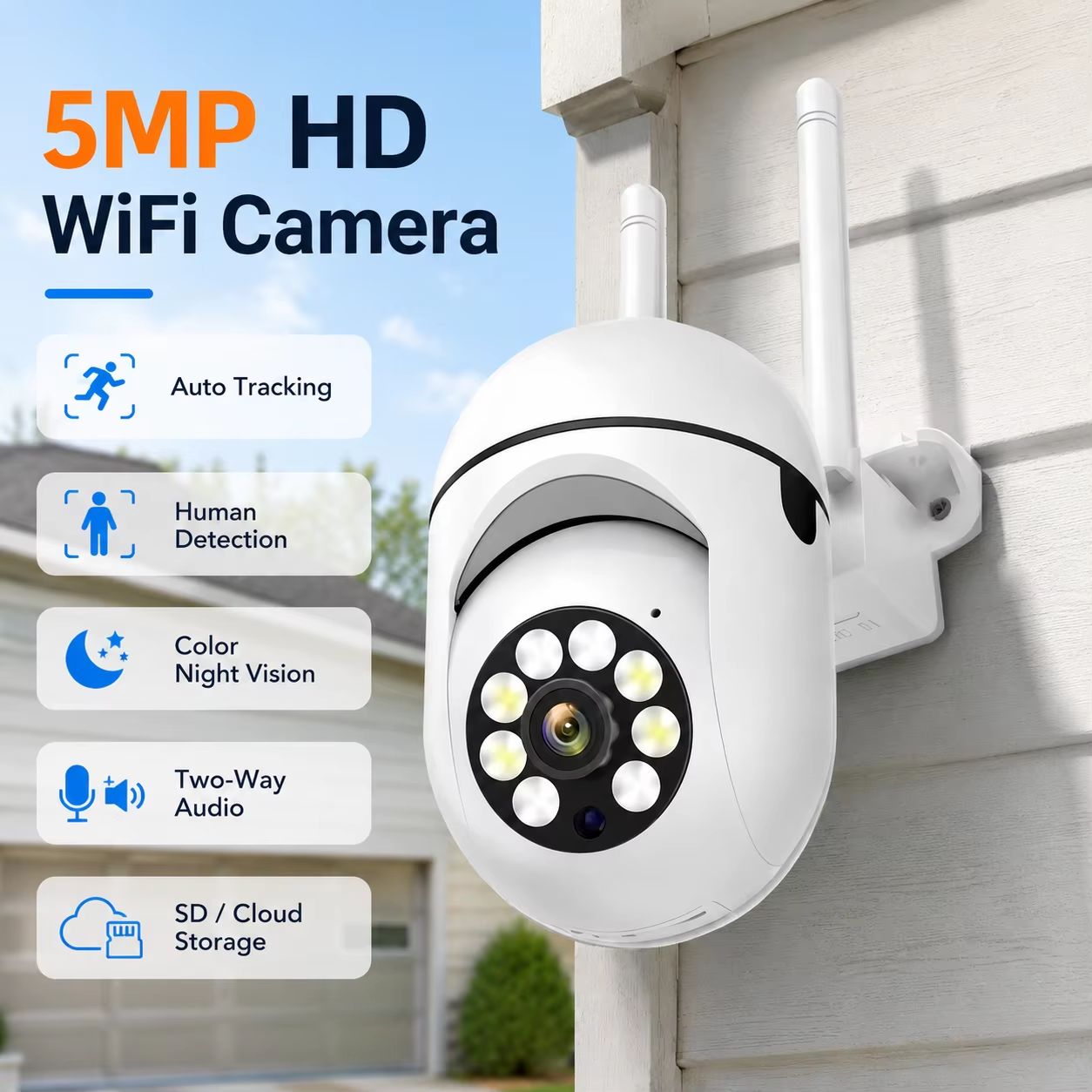 Home Yard Security Cameras - Mini 5MP HD WiFi Outdoor Security