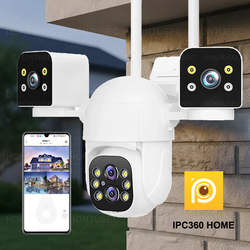 Home Security Lights Outdoors - IPC360 HOME 8K 16MP 4 Lens