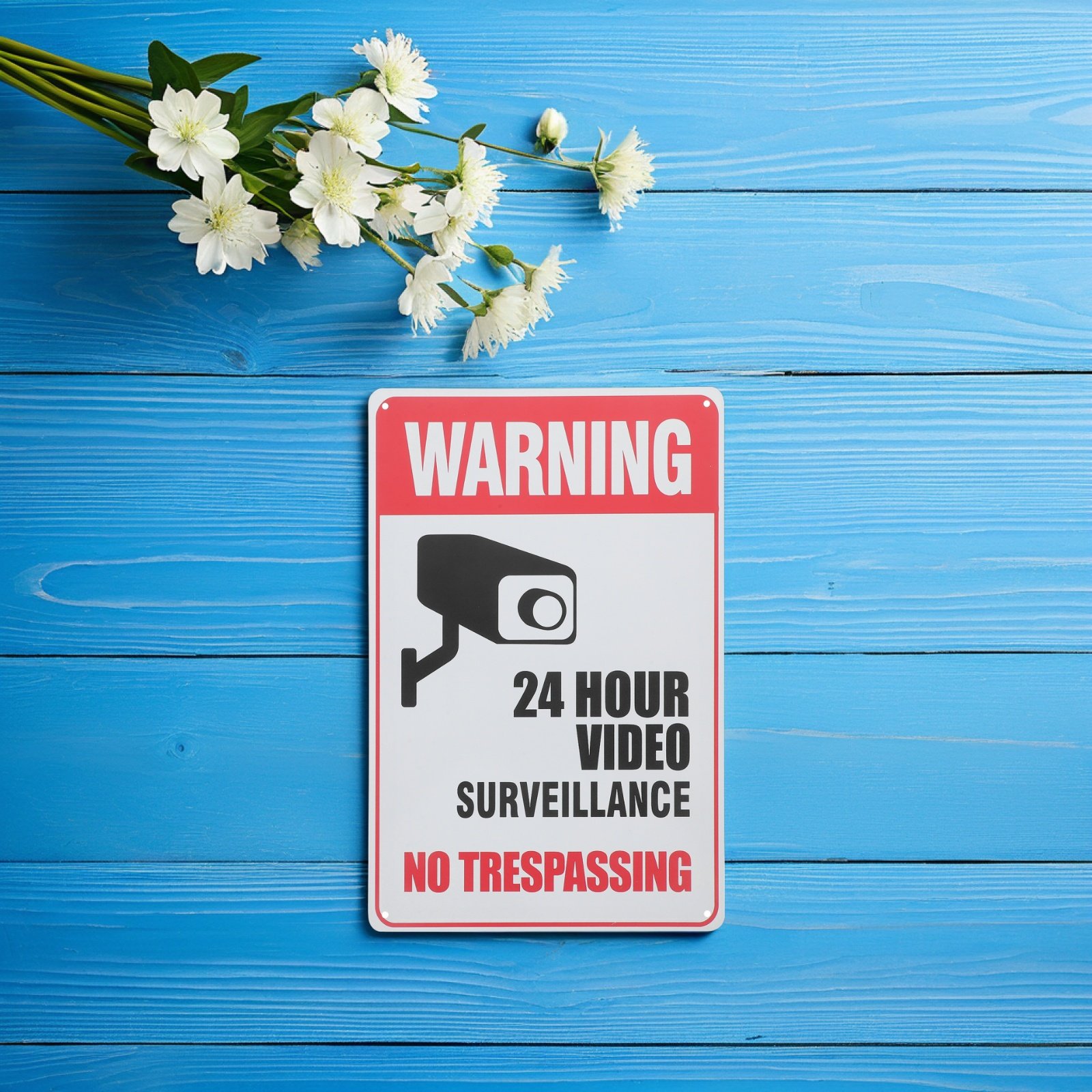 Home Yard Security Cameras - Vintage Metal No Trespassing Sign Retro