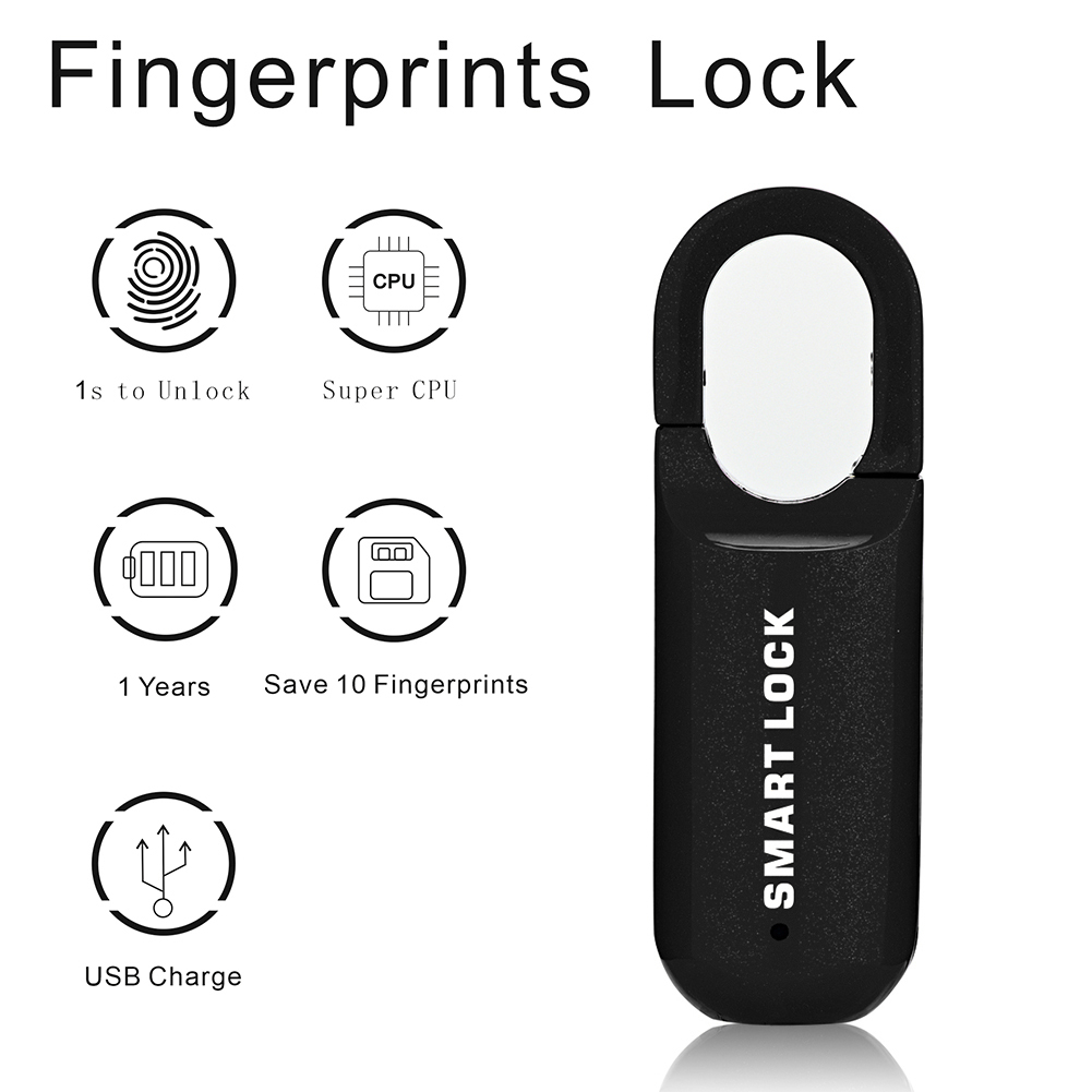 Door Lock Smart Keypad - Mini Fingerprint Padlock USB Keyless Luggage
