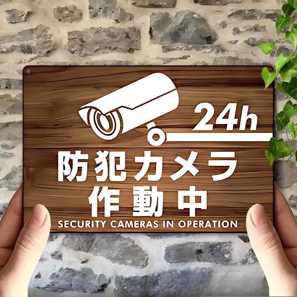 Home Yard Security Cameras - Modern Japanese Security Camera Warning Aluminum