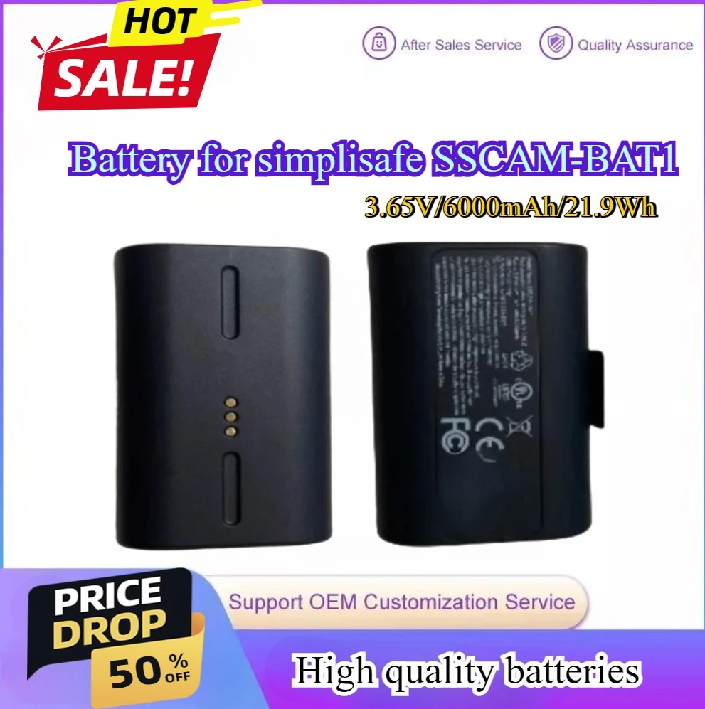 Home Security Simplisafe - 6000mAh SSCAM-BAT1 Battery Replacement for SimpliSafe
