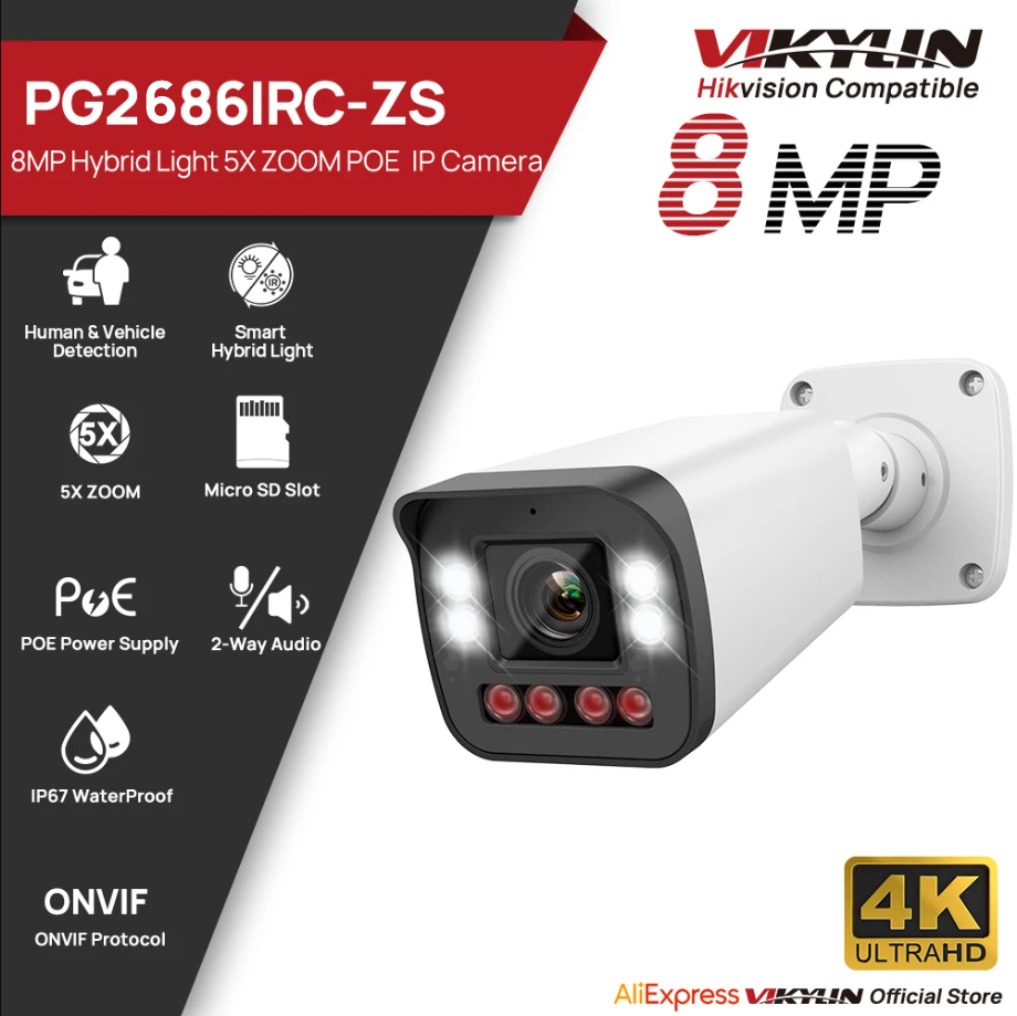 VIKYLIN 8MP 5X Zoom Bullet IP  – Home Security Lights Outdoors recenzja i cena