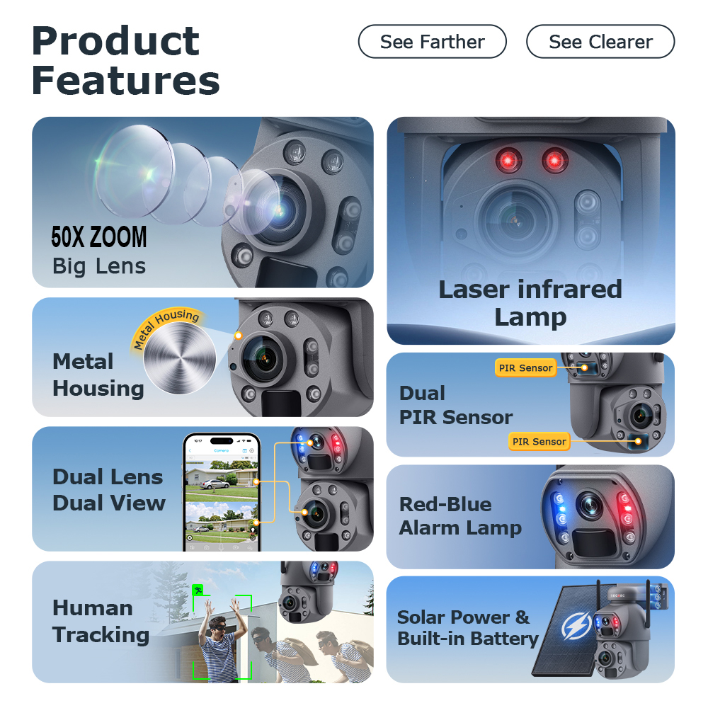 SECTEC 12MP 50X Solar Outdoor  – Home Yard Security Cameras recenzja i cena