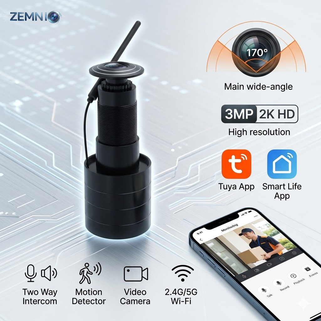 ZEMNIO 2K 3MP Smart Door Peeph – Peephole Camera Viewer recenzja i cena
