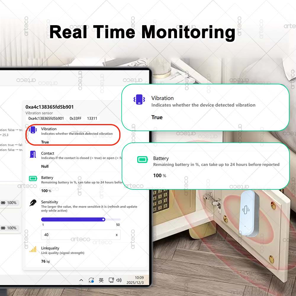 ZigBee Smart Vibration Sensor  – Home Security And Monitoring recenzja i cena
