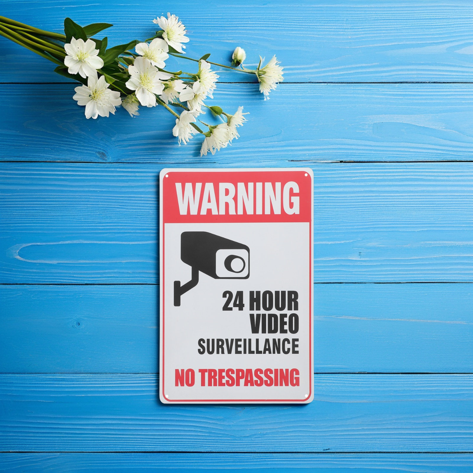 Retro No Trespassing Sign Meta – Home Yard Security Cameras recenzja i cena