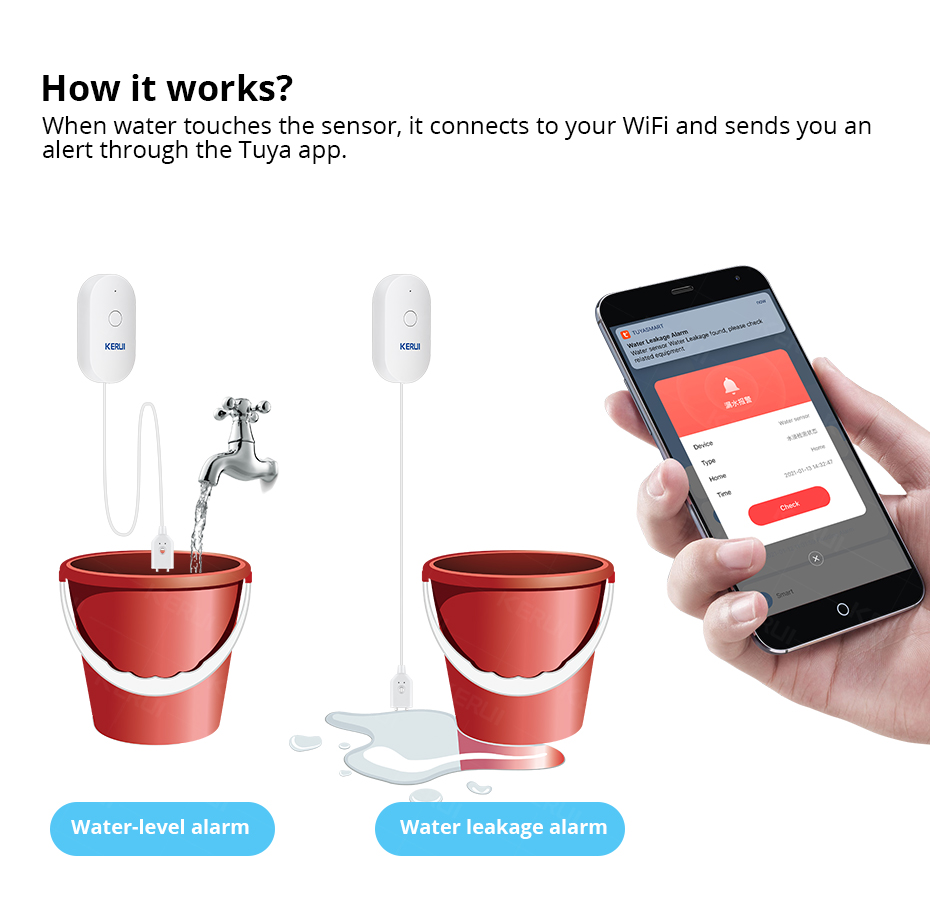 KERUI Smart  WiFi Water Sensor – Home Security Kitchener recenzja i cena