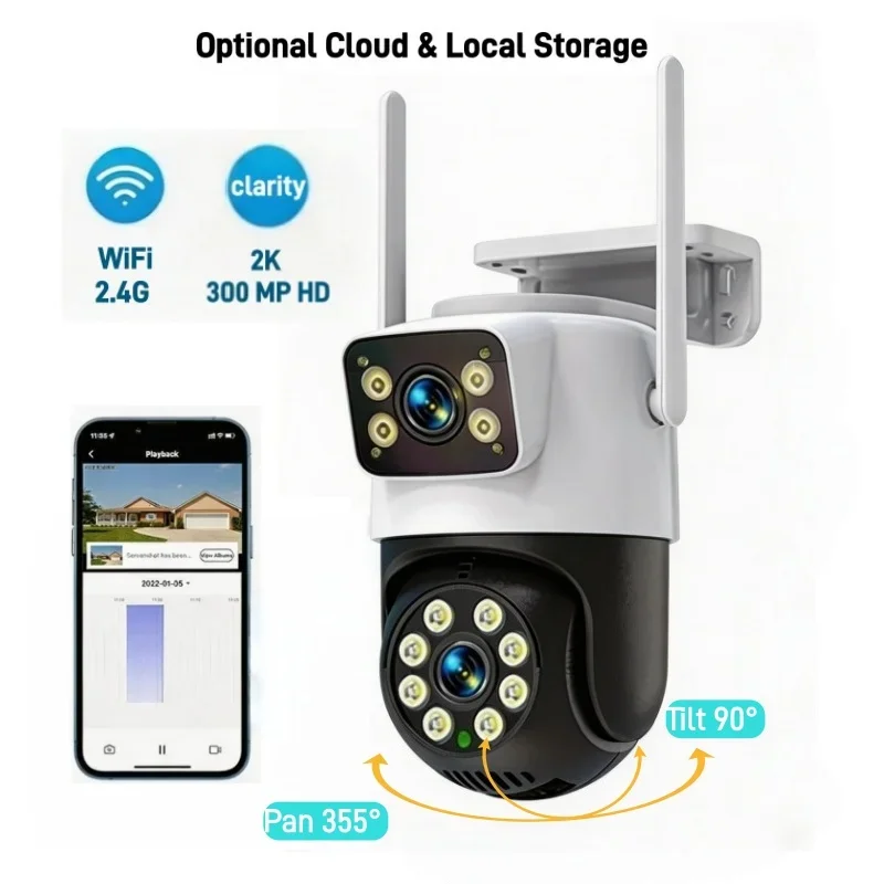 Waterproof 2K 3MP Dual Lens Wi – Home Yard Security Cameras recenzja i cena