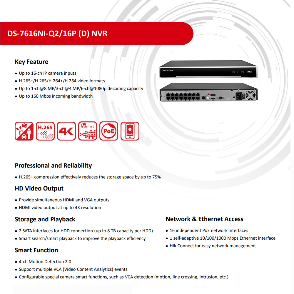 Hikvision NVR 16CH 1U 16 PoE 4 – Home Security Hikvision recenzja i cena