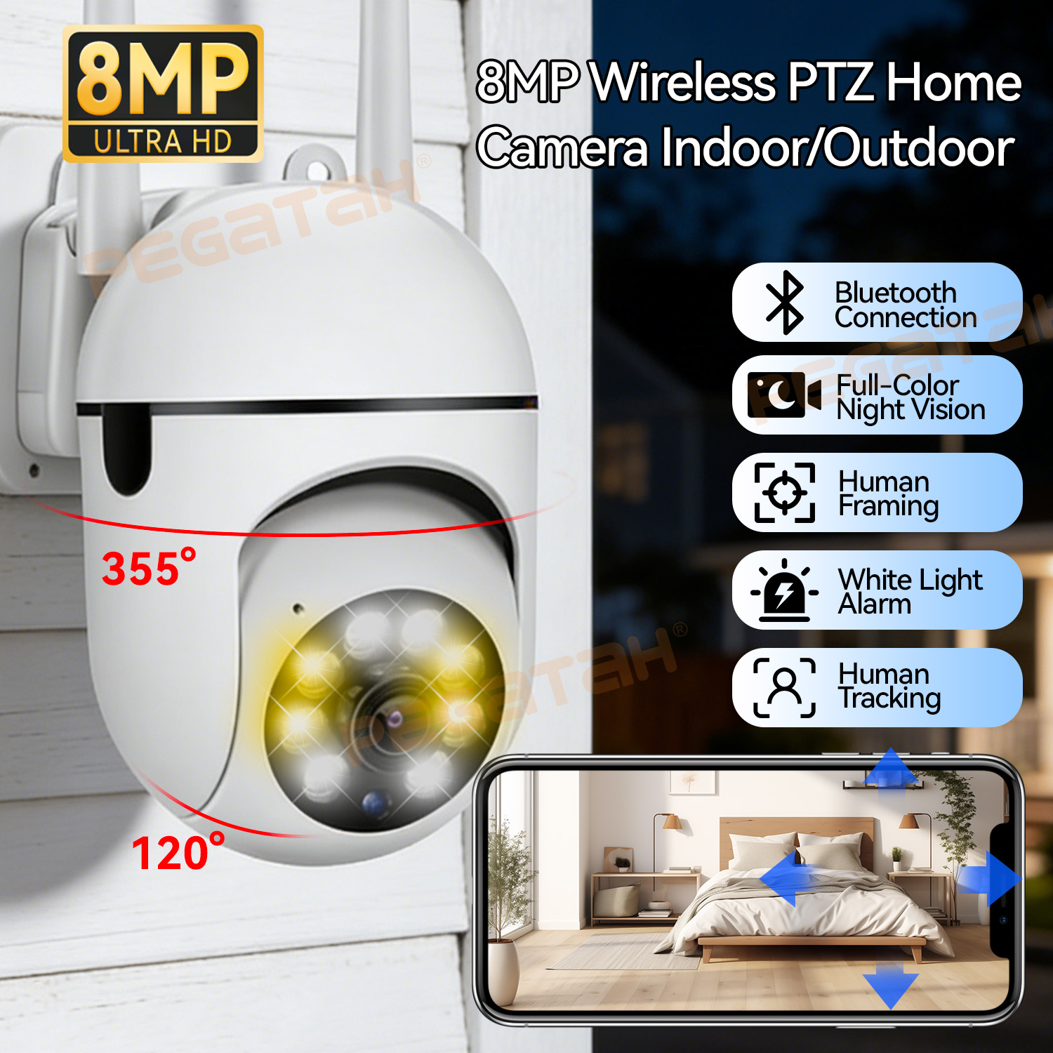 8MP 2.4G Wifi IP CCTV Camera C – Home Security Lights Outdoors recenzja i cena