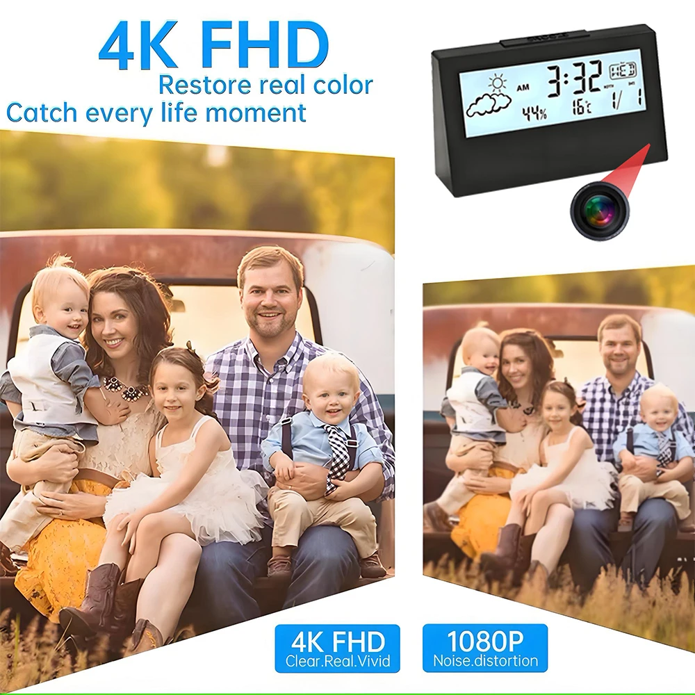 4K WiFi Clock Camera with Moti – Home Security And Monitoring recenzja i cena